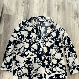 Talbots Black and White Floral Blazer